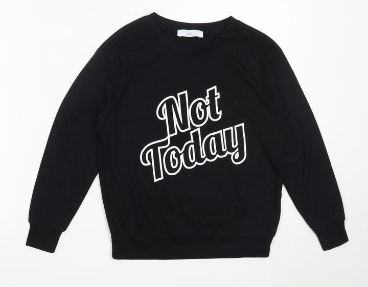 New Look Girls Black  Polyester Pullover Sweatshirt Size S