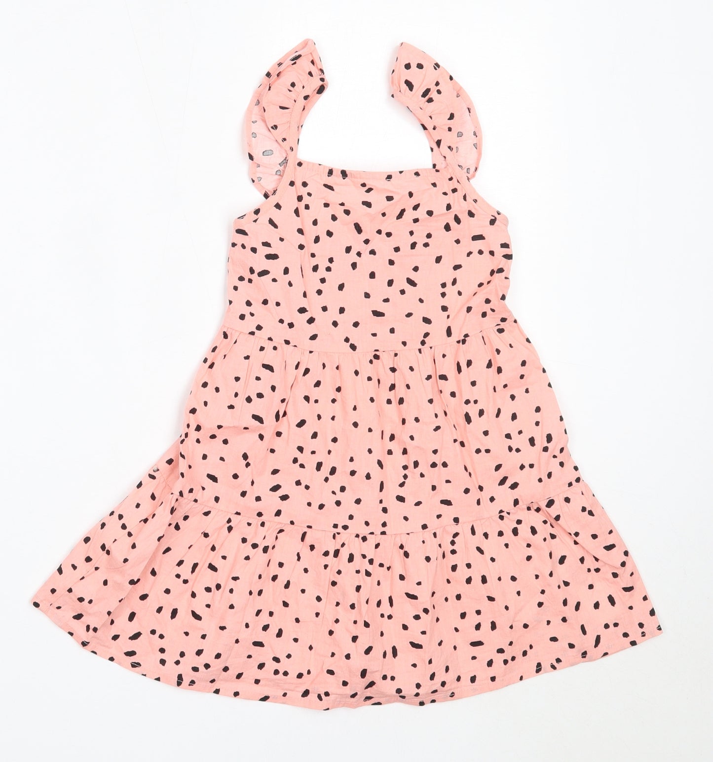 Primark Girls Pink Animal Print Cotton Fit & Flare  Size 4-5 Years  Square Neck