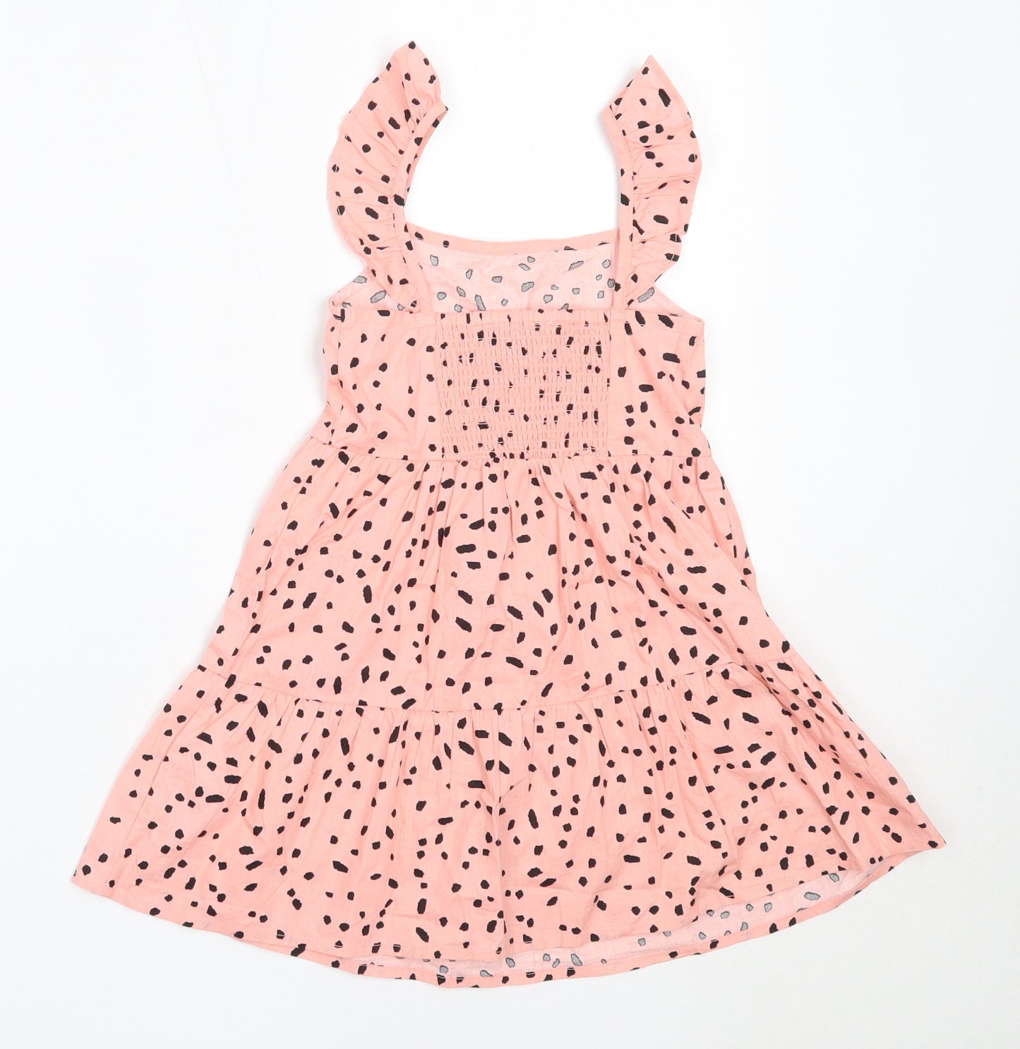 Primark Girls Pink Animal Print Cotton Fit & Flare  Size 4-5 Years  Square Neck