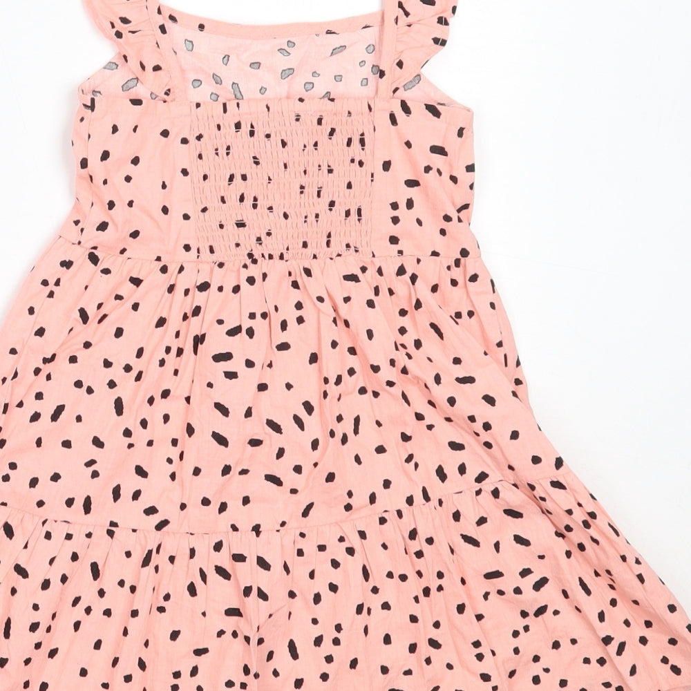 Primark Girls Pink Animal Print Cotton Fit & Flare  Size 4-5 Years  Square Neck
