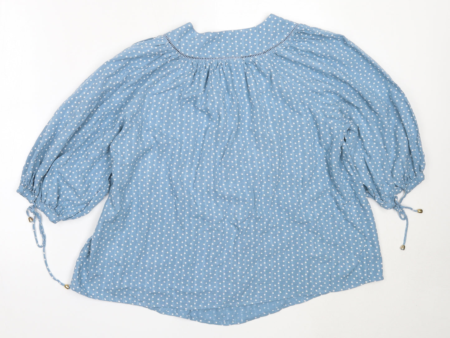 NEXT Womens Blue Polka Dot Viscose Basic Blouse Size 10 V-Neck