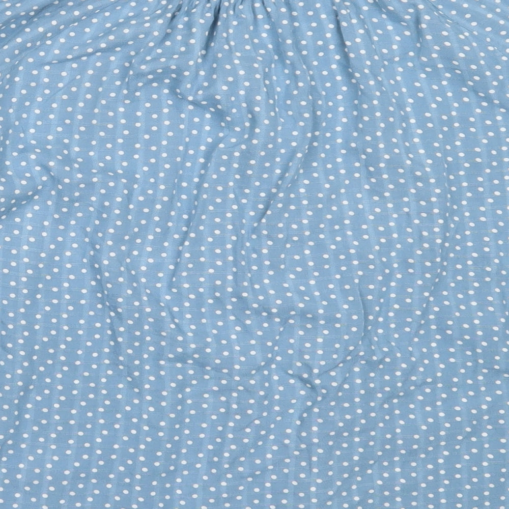 NEXT Womens Blue Polka Dot Viscose Basic Blouse Size 10 V-Neck