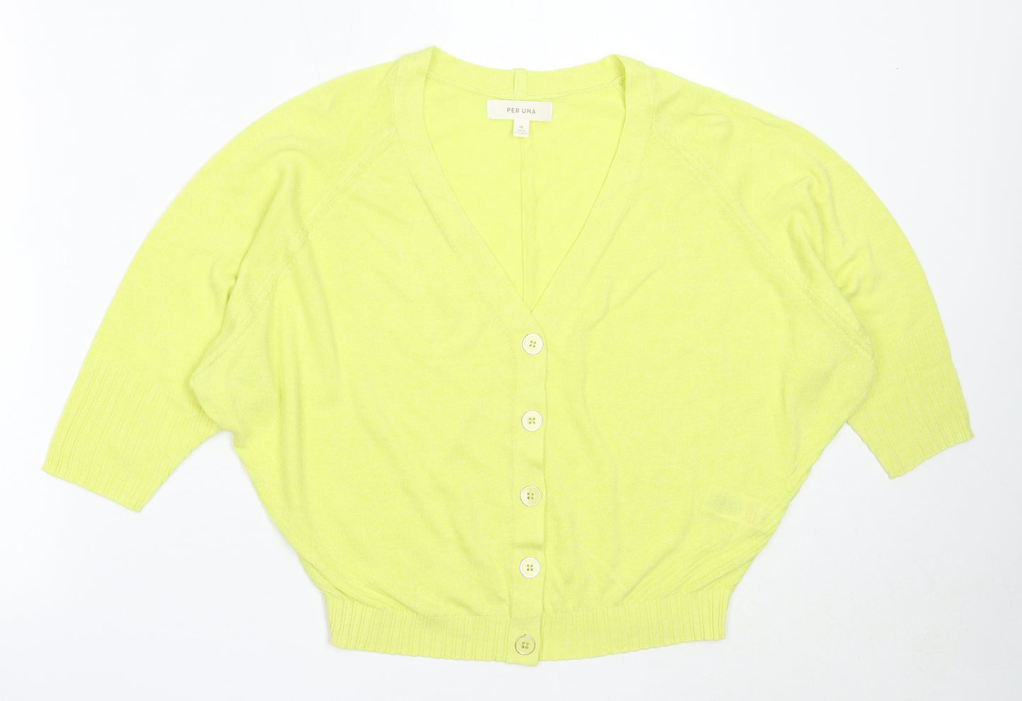 Per Una Womens Green V-Neck  Lyocell Cardigan Jumper Size M