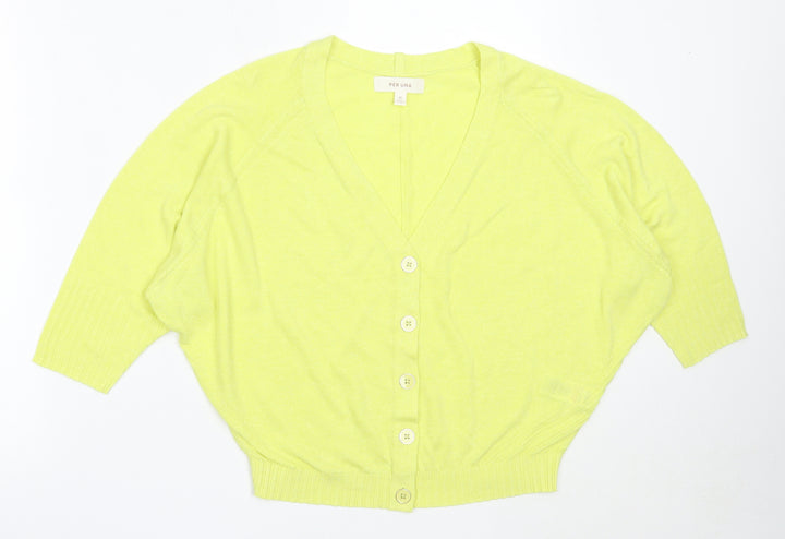 Per Una Womens Green V-Neck  Lyocell Cardigan Jumper Size M