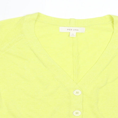 Per Una Womens Green V-Neck  Lyocell Cardigan Jumper Size M
