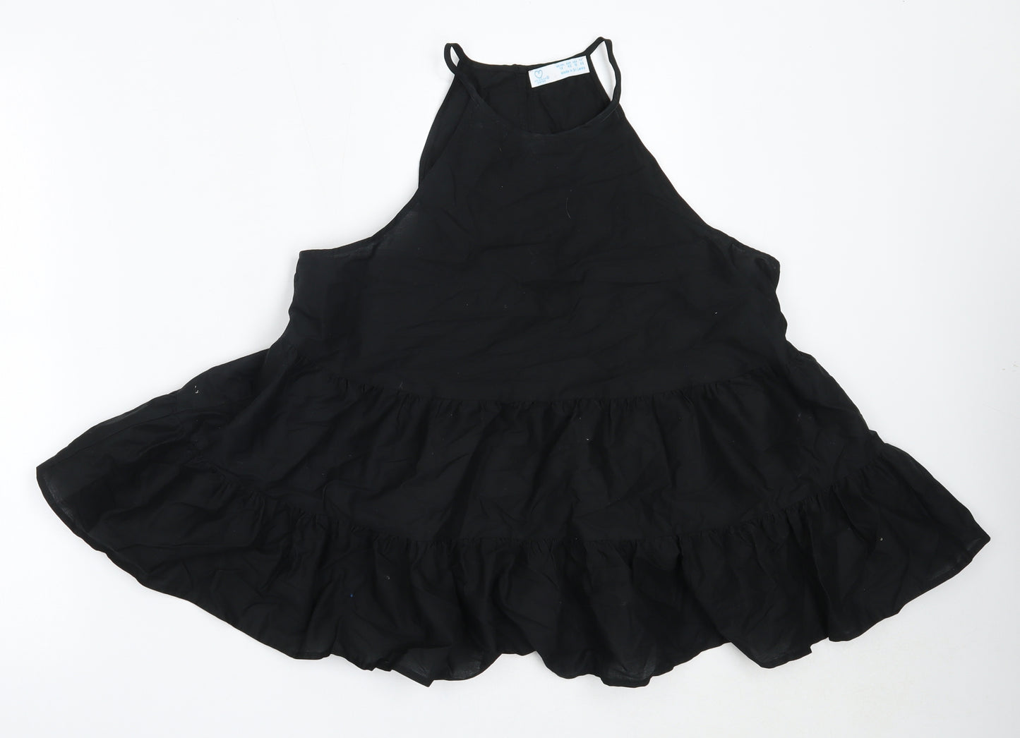 Primark Womens Black  Cotton Basic Blouse Size 14 Round Neck