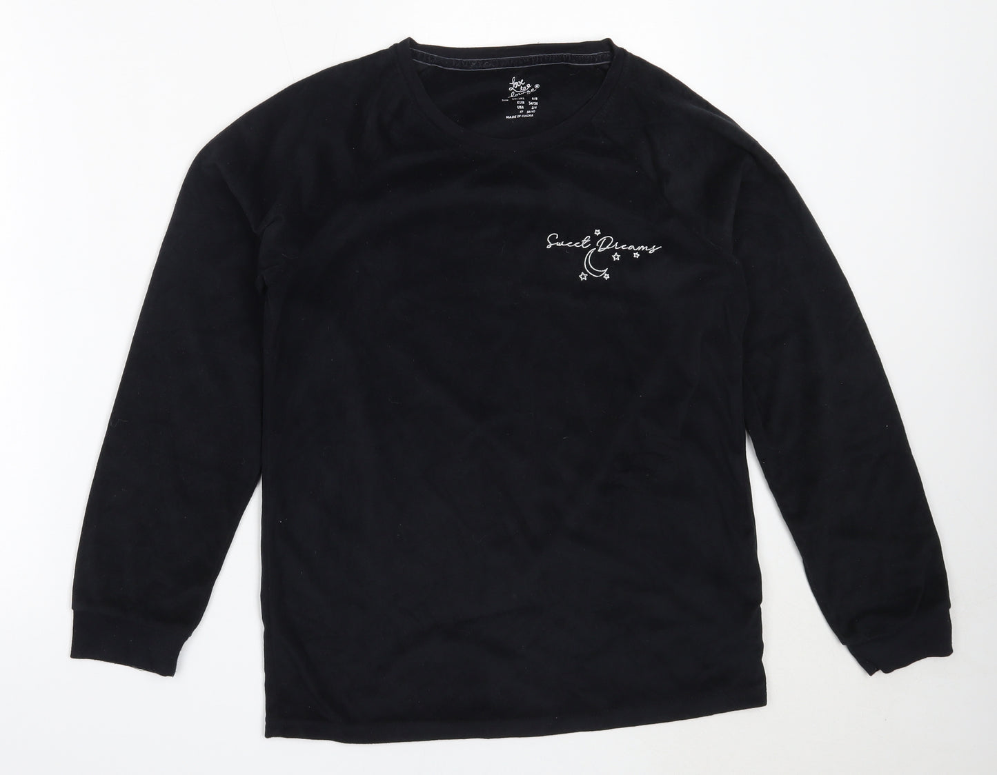 Primark Womens Black Solid Polyester Top Pyjama Top Size XS