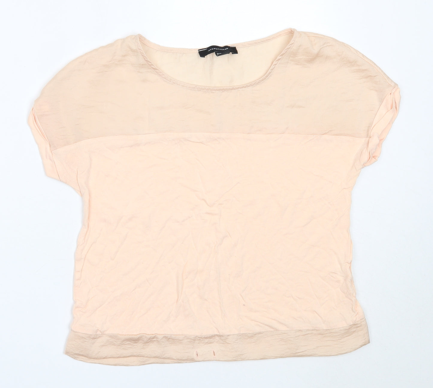 Primark Womens Beige  Viscose Basic T-Shirt Size 8 Round Neck