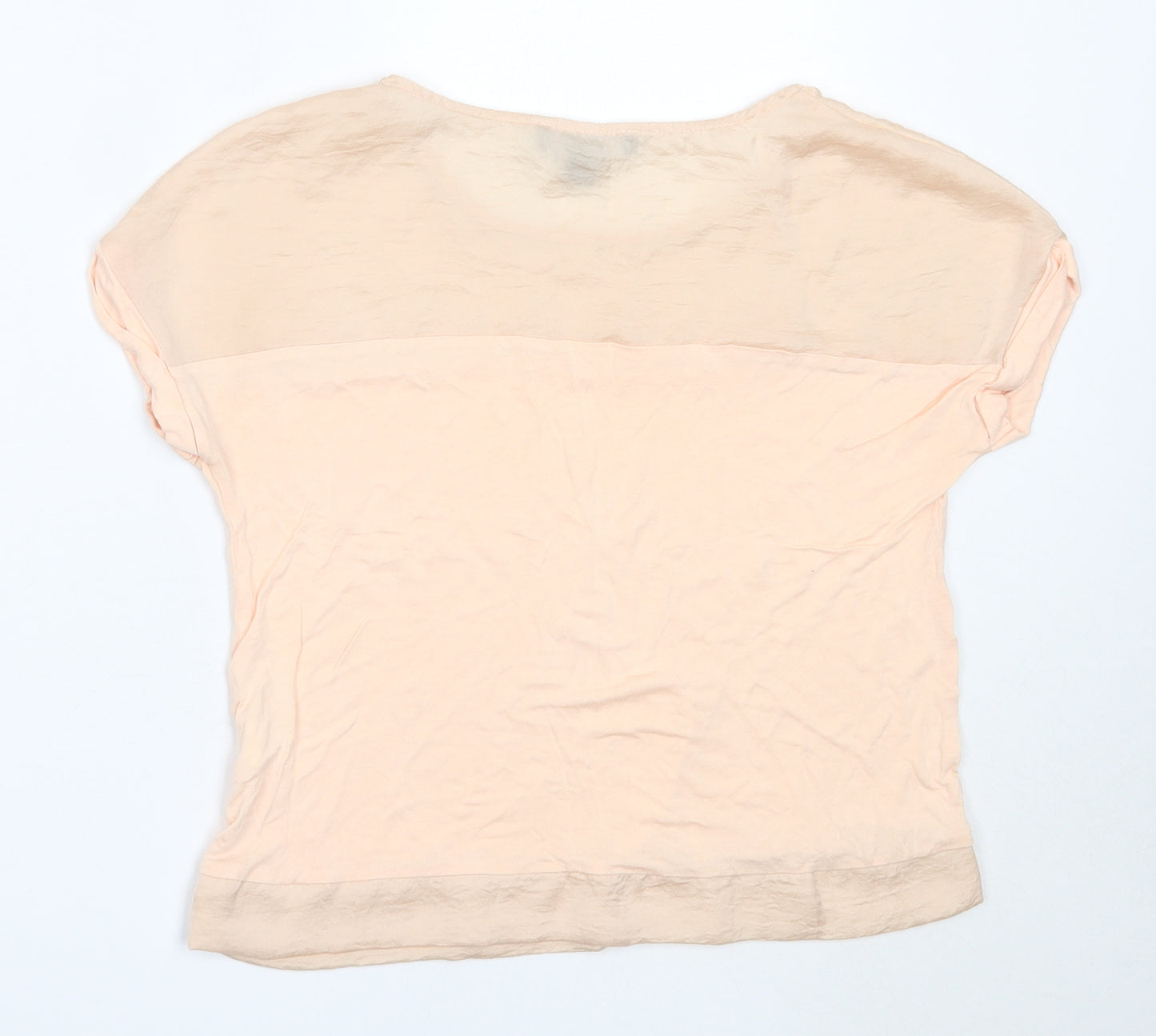 Primark Womens Beige  Viscose Basic T-Shirt Size 8 Round Neck