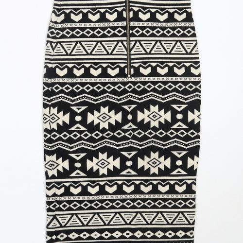 Atmosphere Womens Black Geometric Viscose Straight & Pencil Skirt Size 8