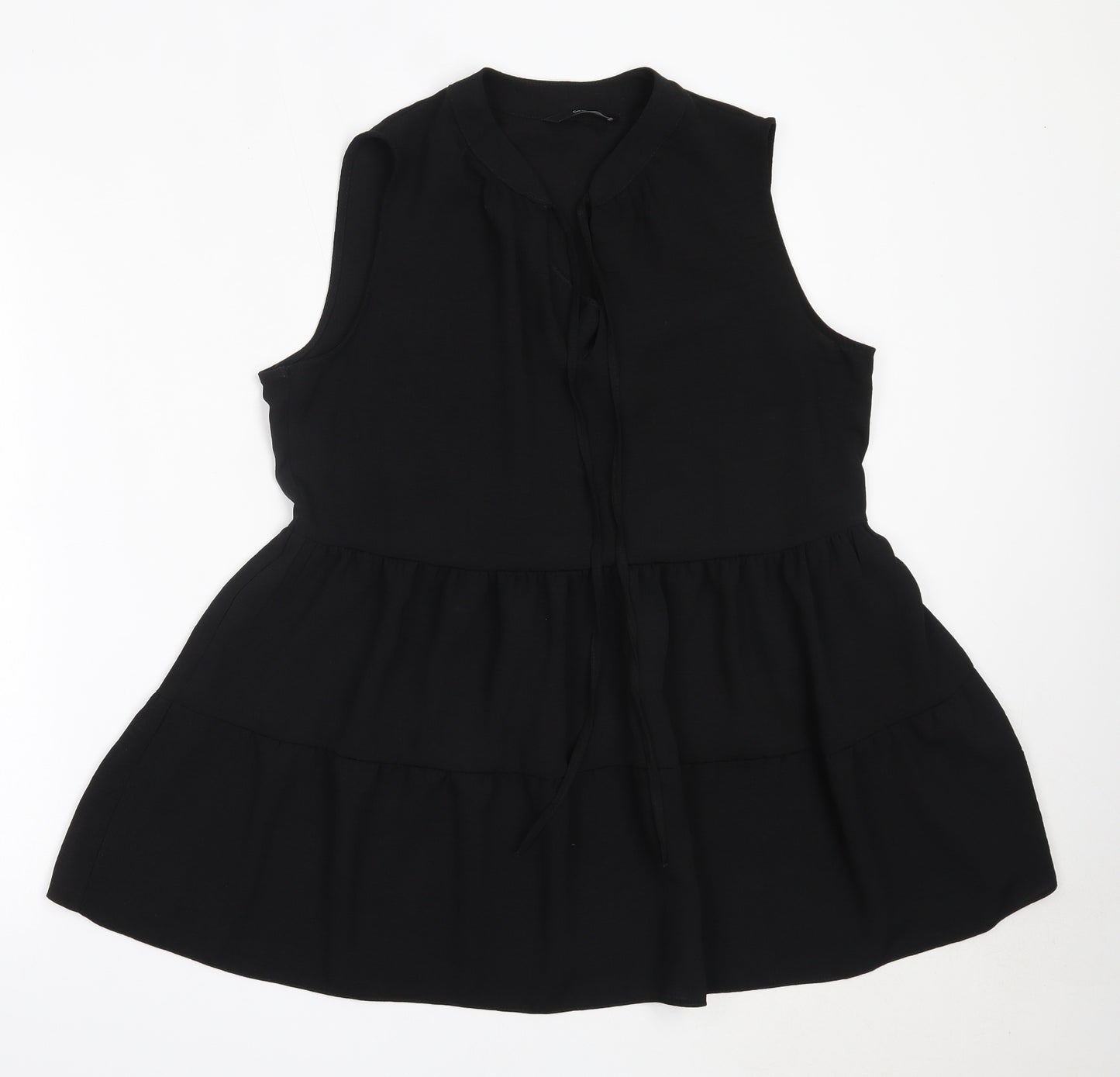 George Womens Black  Polyester Basic Blouse Size 12 V-Neck