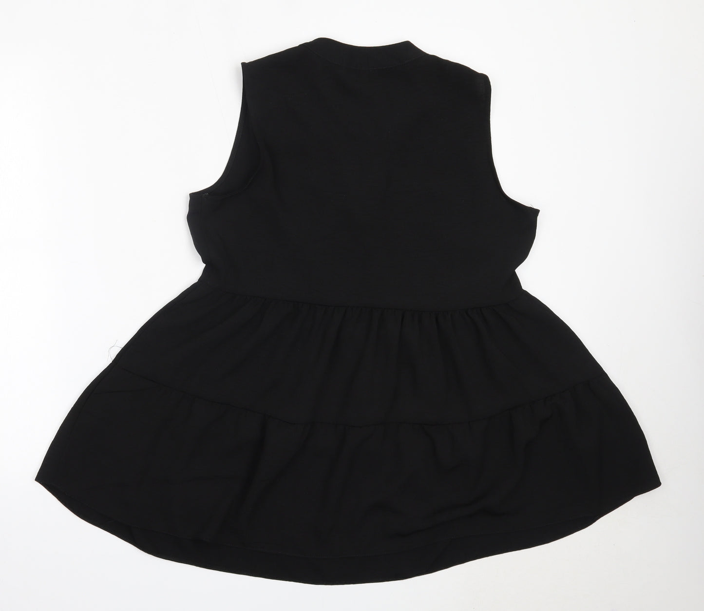 George Womens Black  Polyester Basic Blouse Size 12 V-Neck