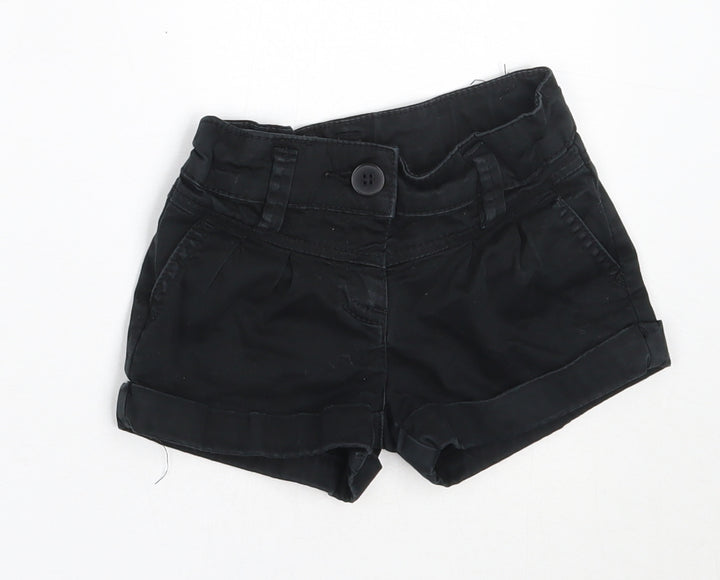 George Girls Black Cotton Bermuda Shorts Size 4 Years Regular
