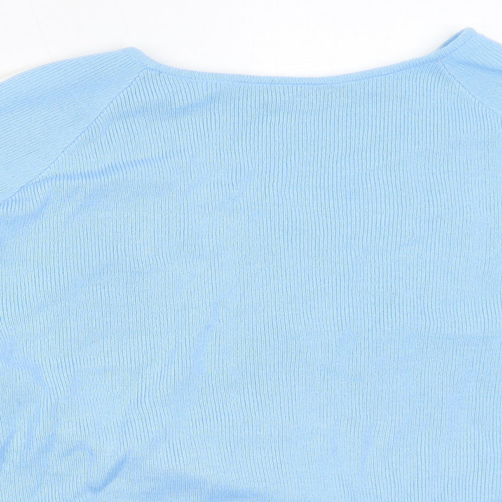 Nasty Gal Womens Blue Round Neck  Acrylic Pullover Jumper Size L