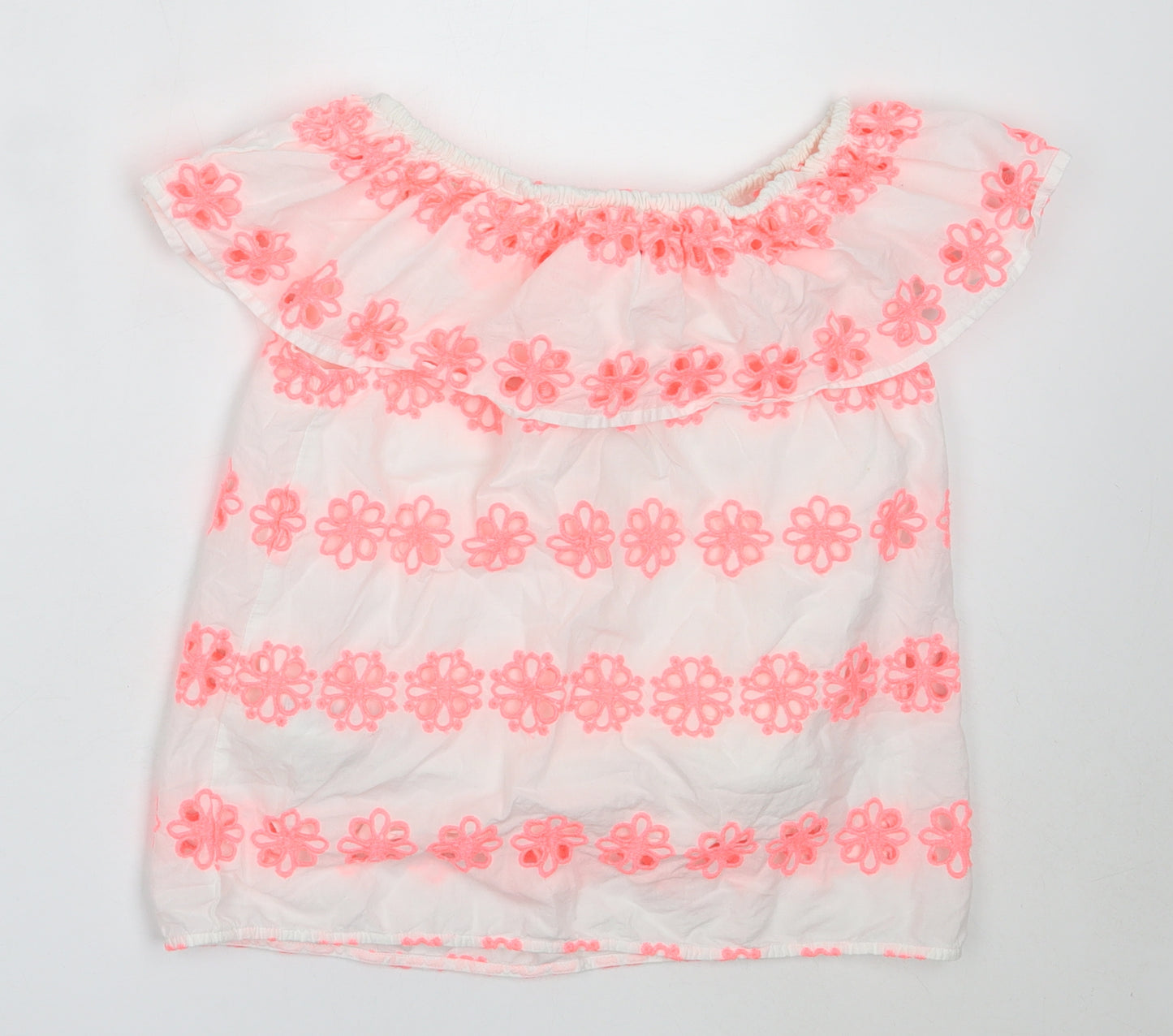Marks and Spencer Girls White  Cotton Basic Blouse Size 11-12 Years Off the Shoulder