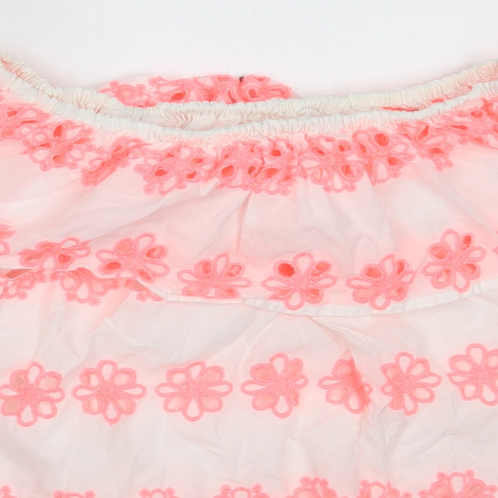 Marks and Spencer Girls White  Cotton Basic Blouse Size 11-12 Years Off the Shoulder