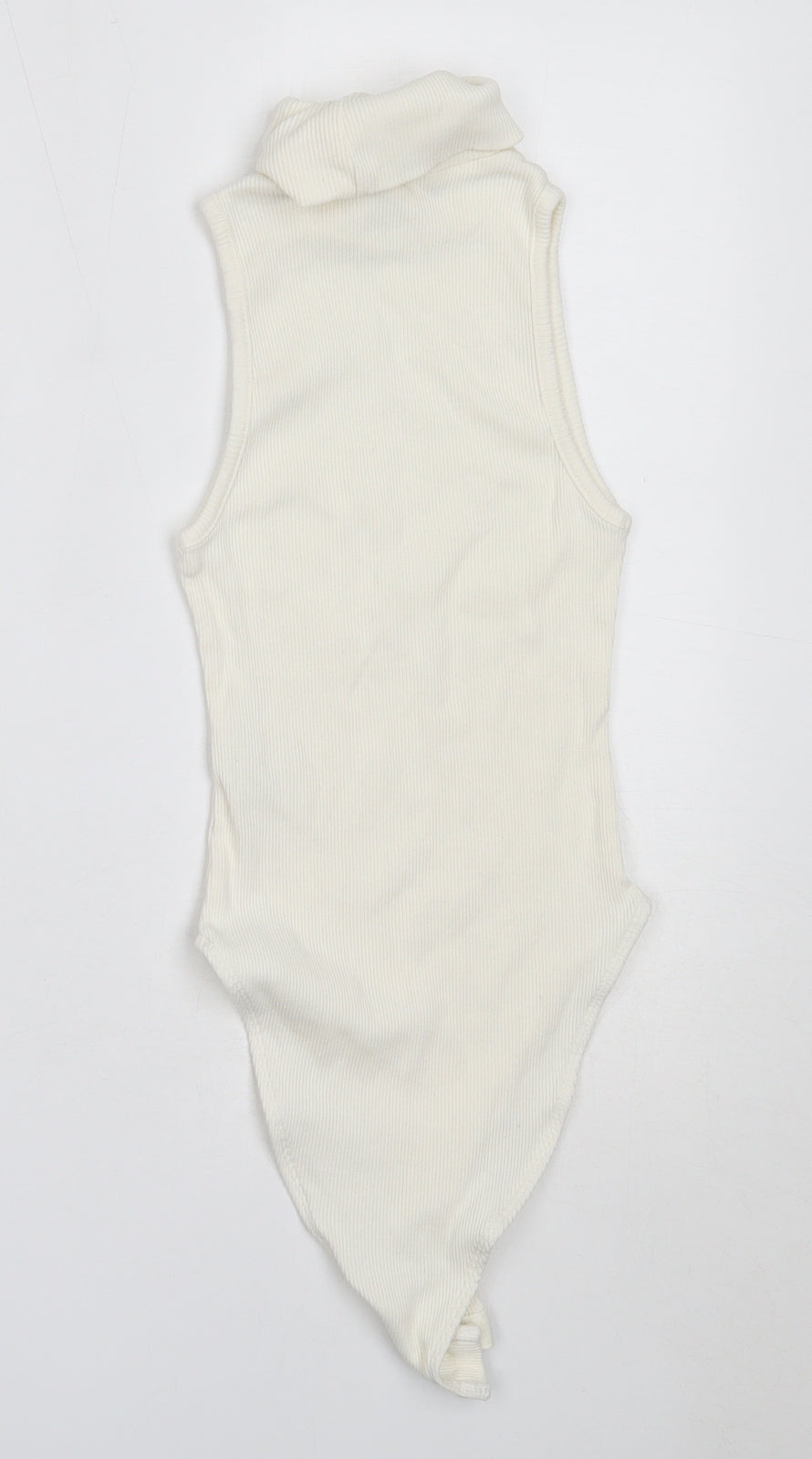 Zara Womens White  Cotton Basic Blouse Size S Roll Neck - bodysuit