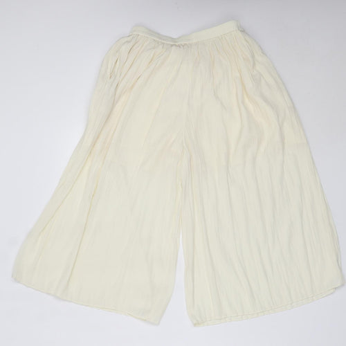 Uniqlo Girls Ivory  Polyester Cropped Trousers Size 13 Years  Regular