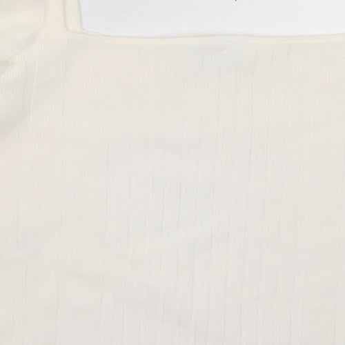 River Island Girls Ivory  Polyamide Basic Blouse Size 5-6 Years Square Neck