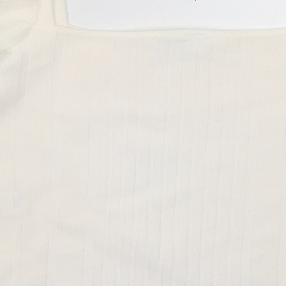River Island Girls Ivory  Polyamide Basic Blouse Size 5-6 Years Square Neck