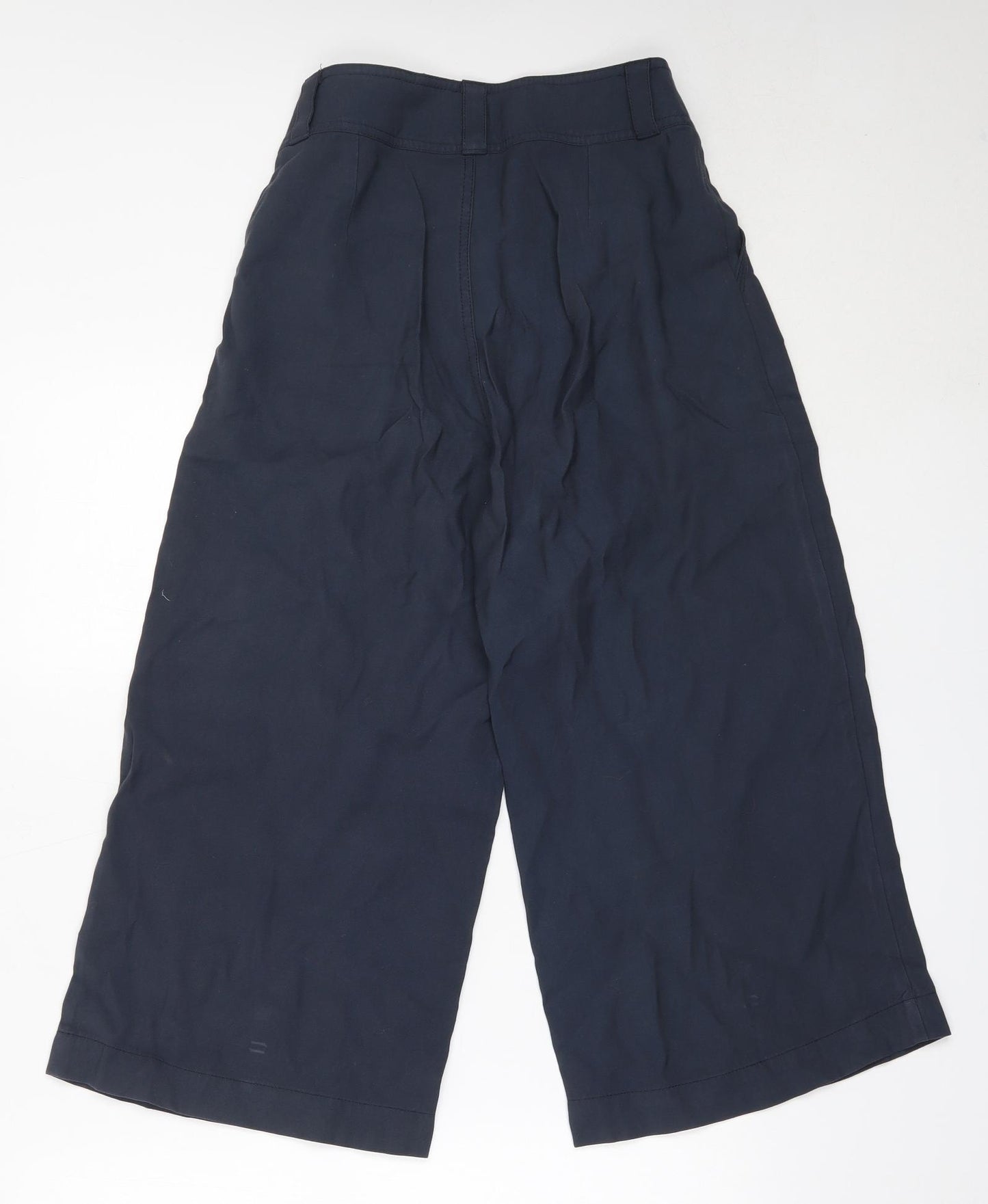 Marks and Spencer Womens Blue  Polyester Cropped Trousers Size 8 L20 in Regular