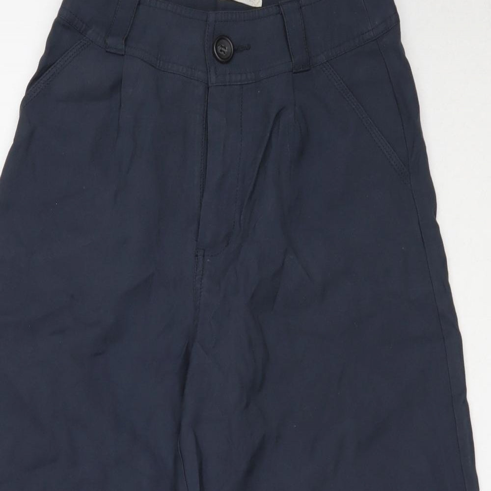 Marks and Spencer Womens Blue  Polyester Cropped Trousers Size 8 L20 in Regular