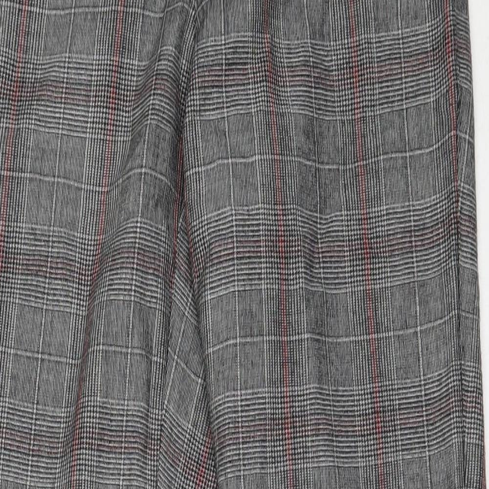 Massimo Dutti Womens Grey Check Polyester Capri Trousers Size 34 L29 in Regular