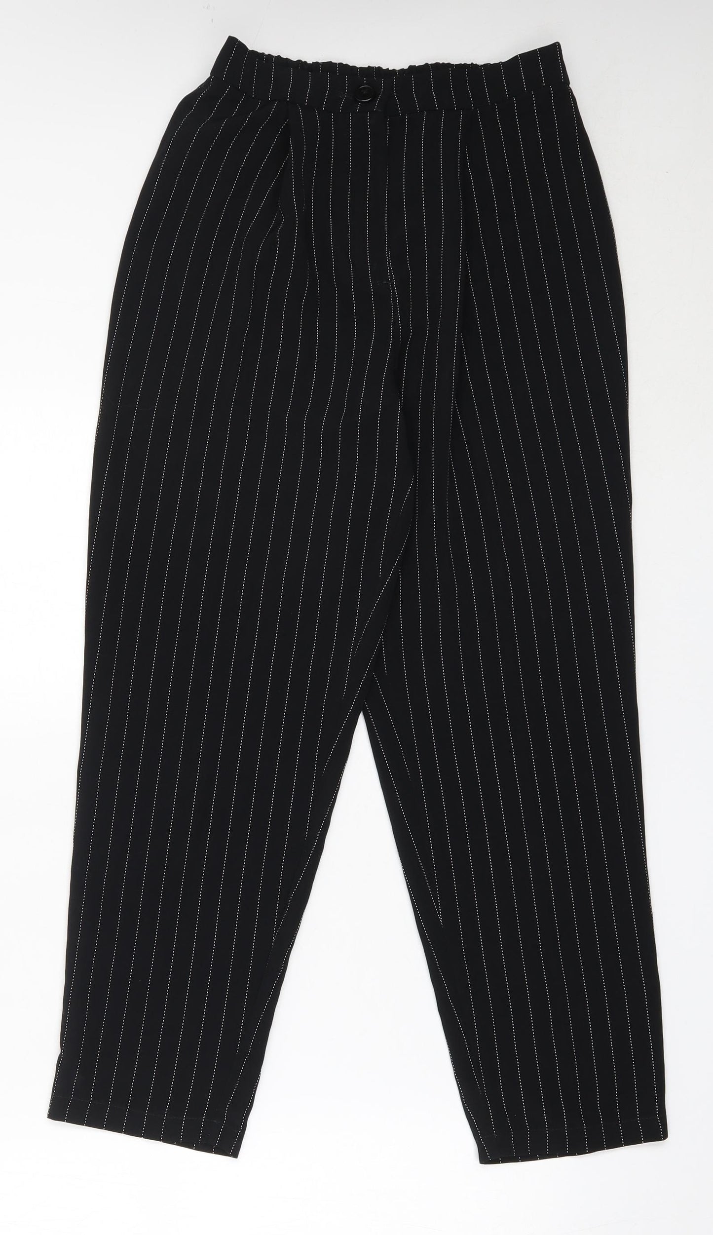 H&M Womens Black  Polyester Capri Trousers Size 34 in L25.5 in Regular