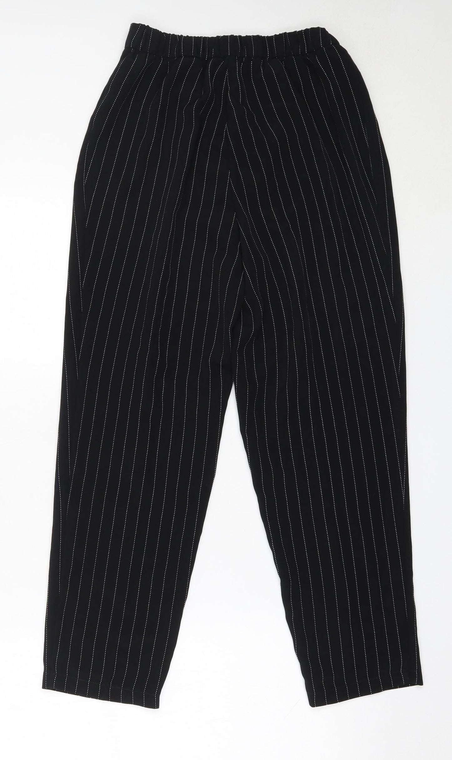 H&M Womens Black  Polyester Capri Trousers Size 34 in L25.5 in Regular