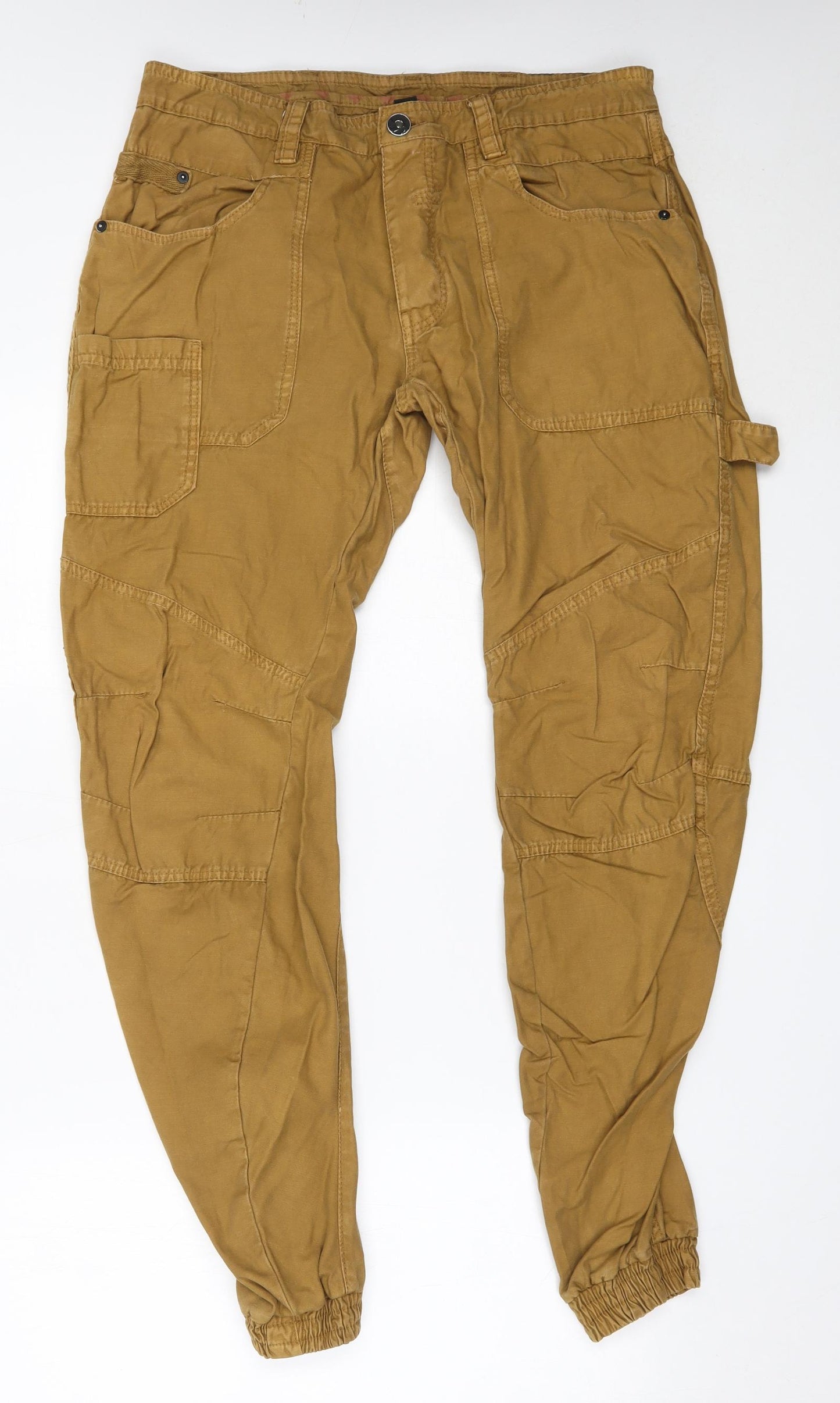Primark Mens Beige  Cotton Cargo Trousers Size 36 in L31 in Regular