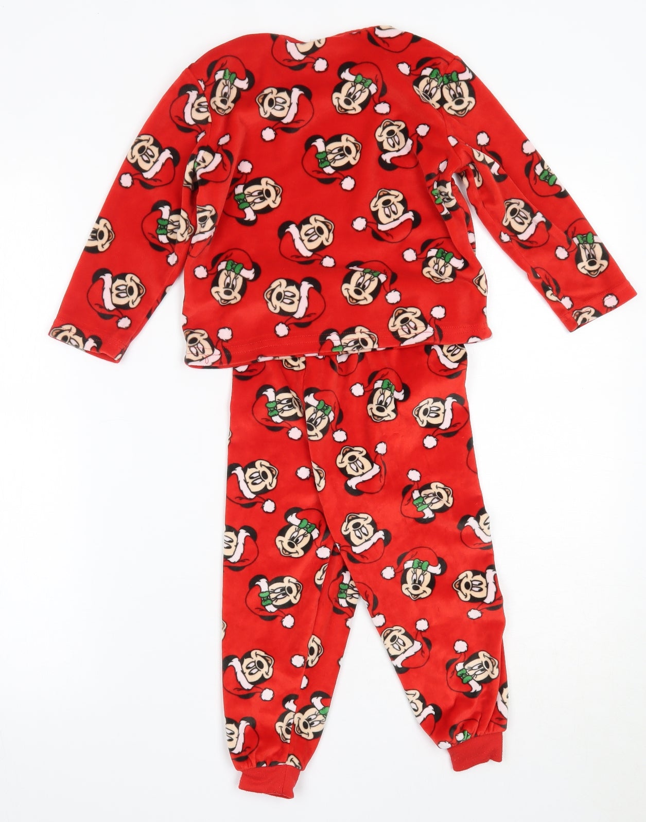 Primark Boys Red Solid Polyester  Pyjama Set Size 2-3 Years   - Mickey Mouse Christmas