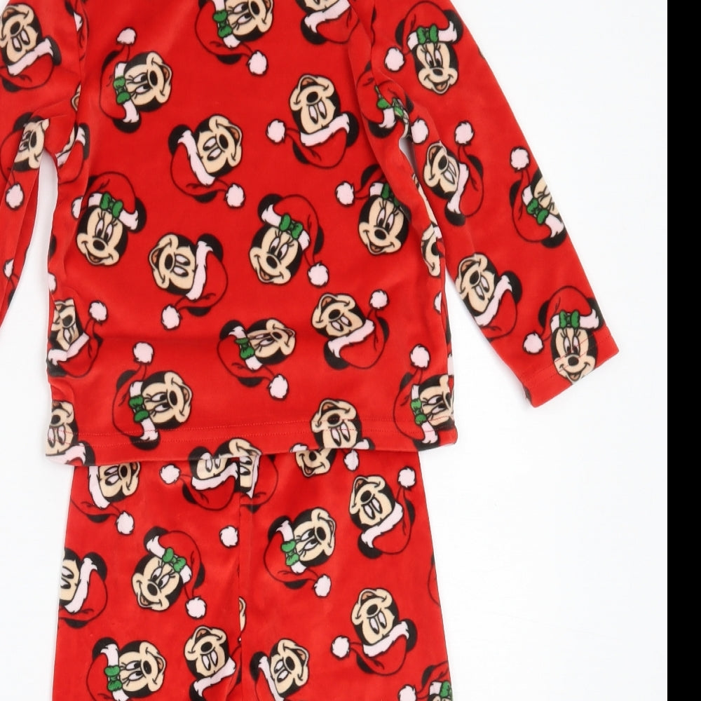 Primark Boys Red Solid Polyester  Pyjama Set Size 2-3 Years   - Mickey Mouse Christmas