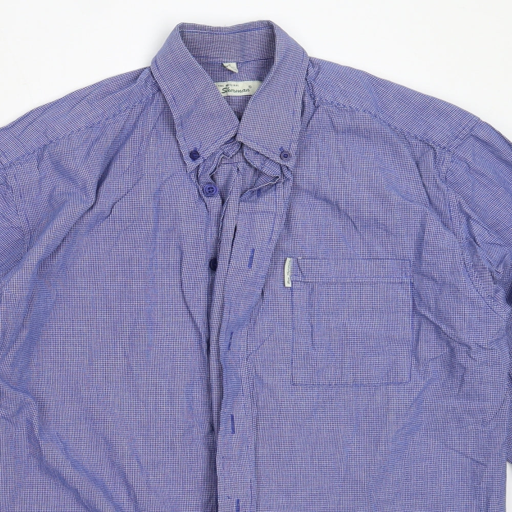 Ben Sherman Mens Blue  Cotton  Button-Up Size M Collared