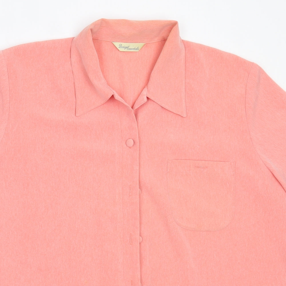 Design Essentials Womens Pink  Polyester Basic Button-Up Size 18 Collared