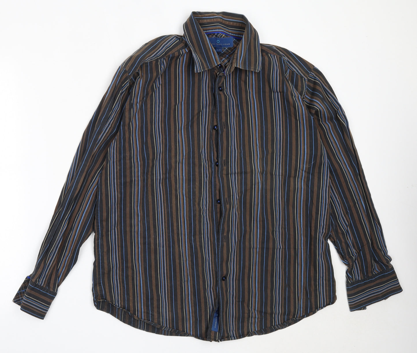 North Forty Four Mens Brown Striped Cotton  Button-Up Size L Collared