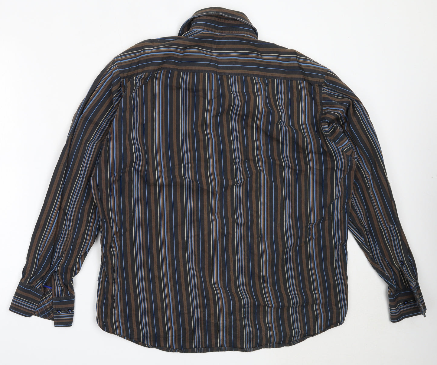 North Forty Four Mens Brown Striped Cotton  Button-Up Size L Collared