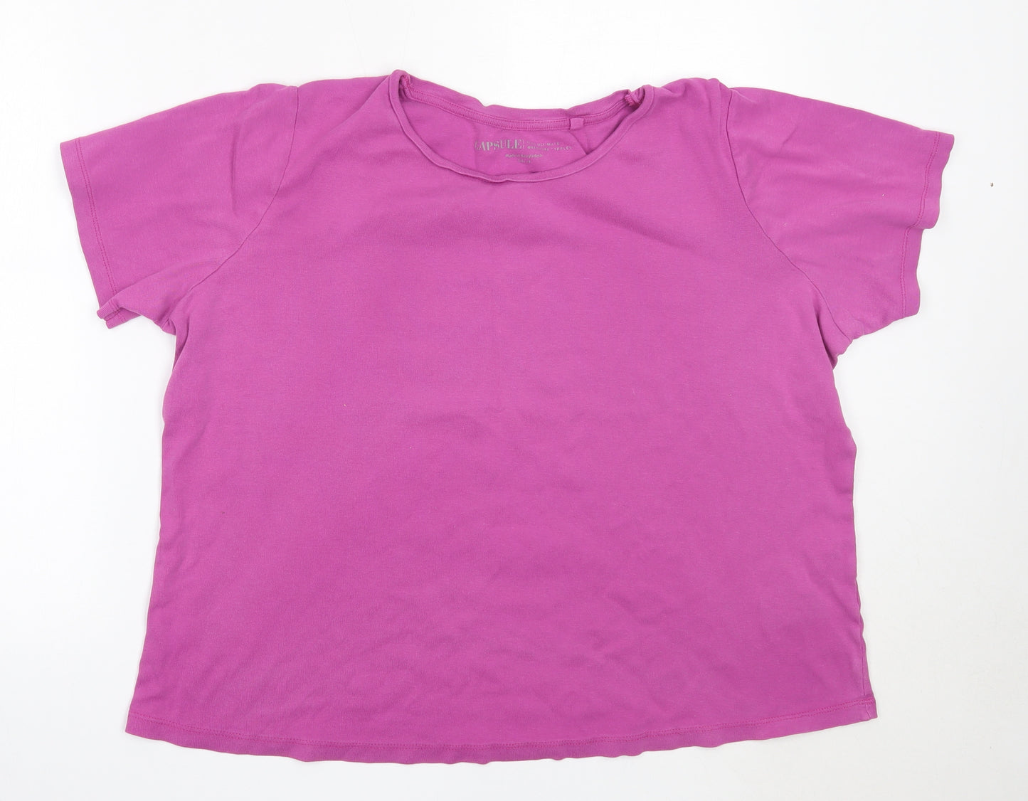 Capsule Womens Purple  Cotton Basic T-Shirt Size 24 Round Neck