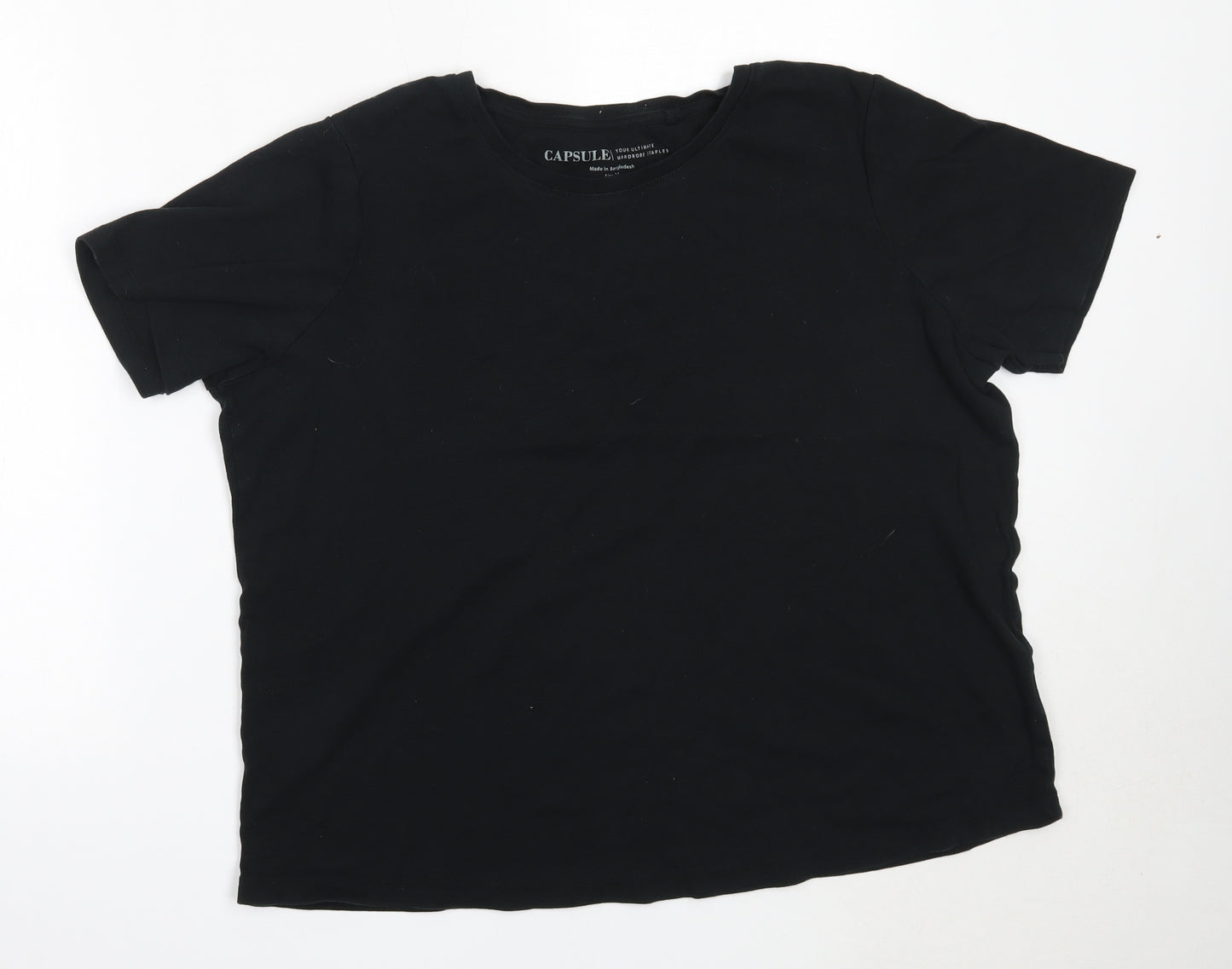 Capsule Womens Black  Cotton Basic T-Shirt Size 24 Round Neck
