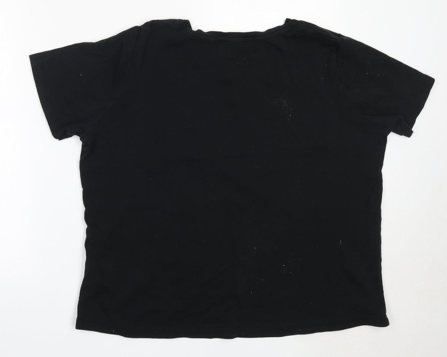 Capsule Womens Black  Cotton Basic T-Shirt Size 24 Round Neck