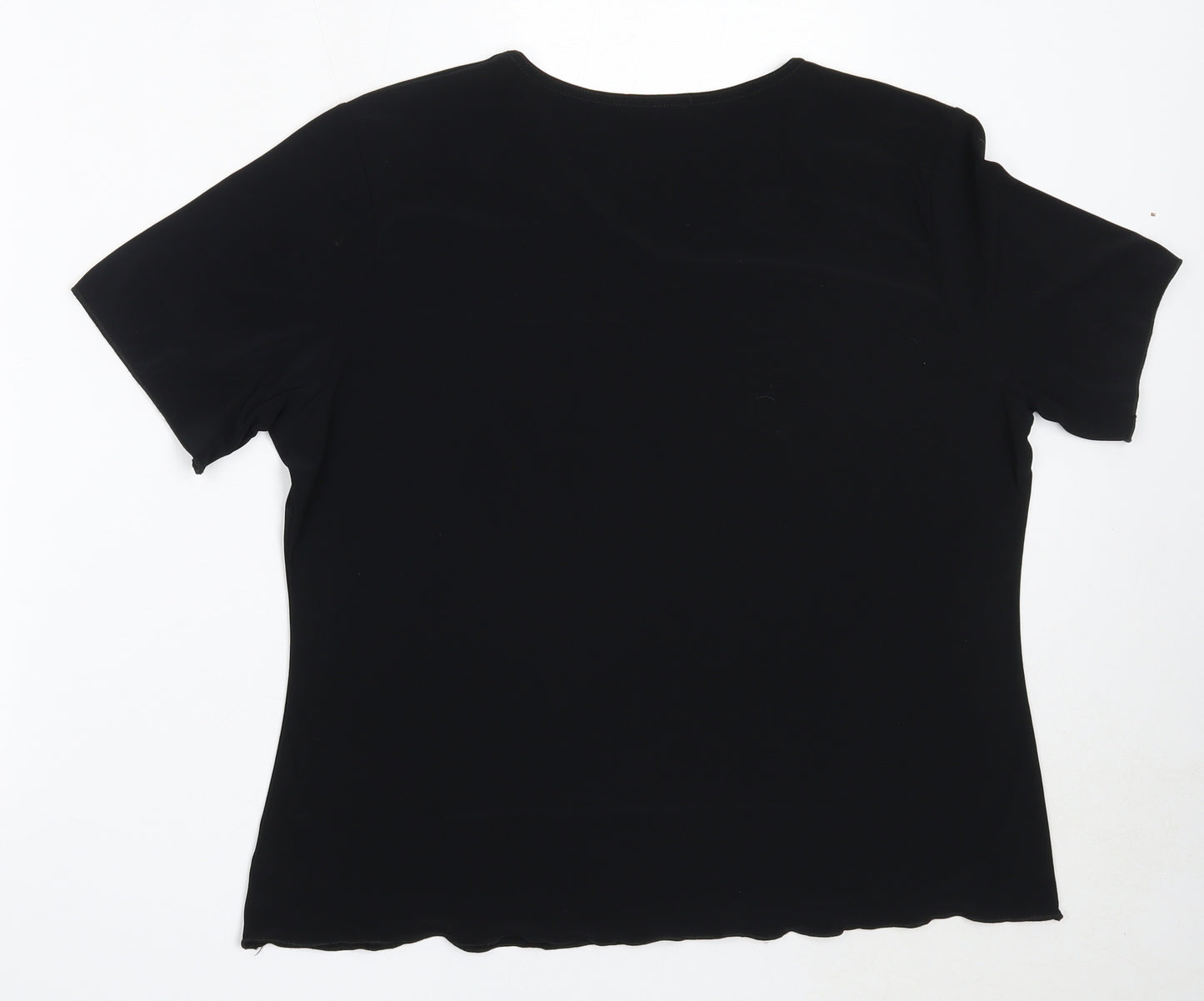 Mega Design Womens Black  Polyester Basic Blouse Size 2XL V-Neck