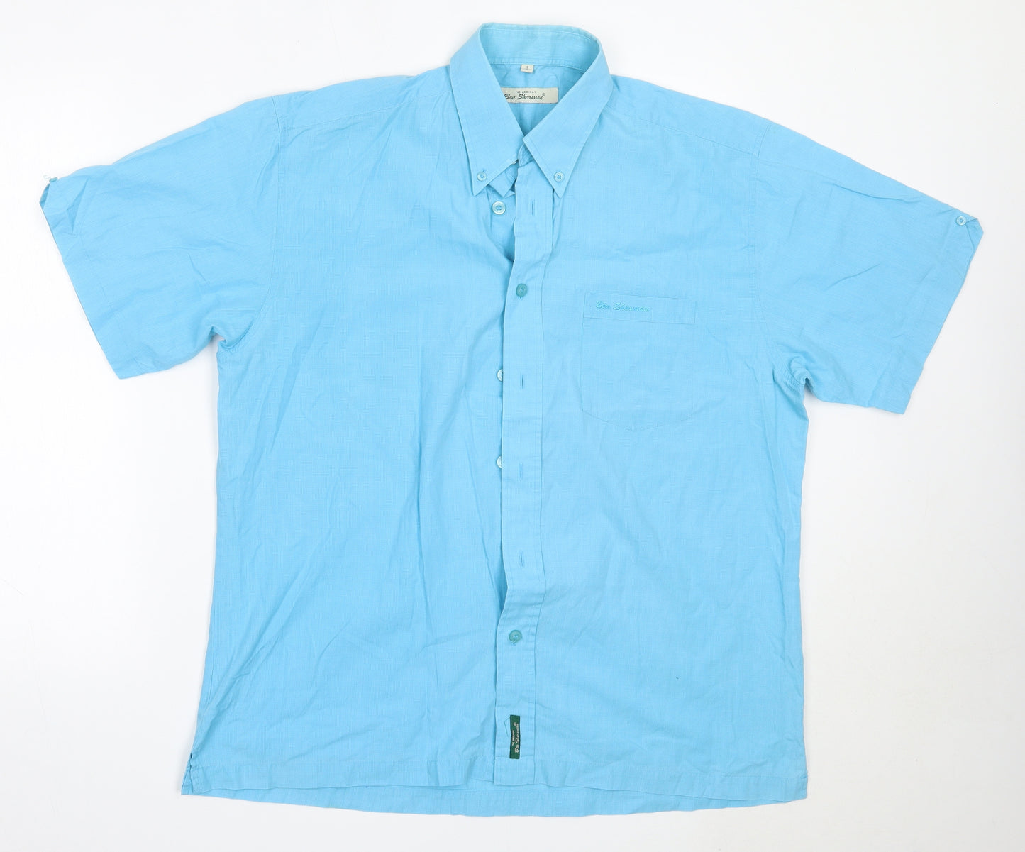 Ben Sherman Mens Blue  Cotton  Button-Up Size L Collared