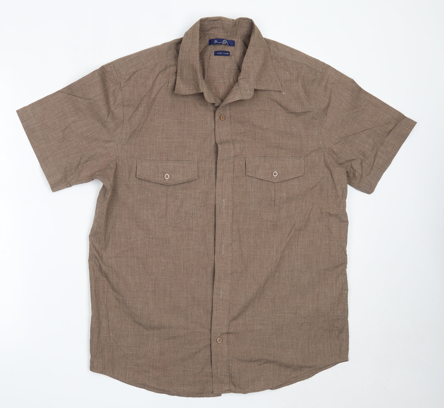 BHS Mens Brown  Polyester  Button-Up Size M Collared