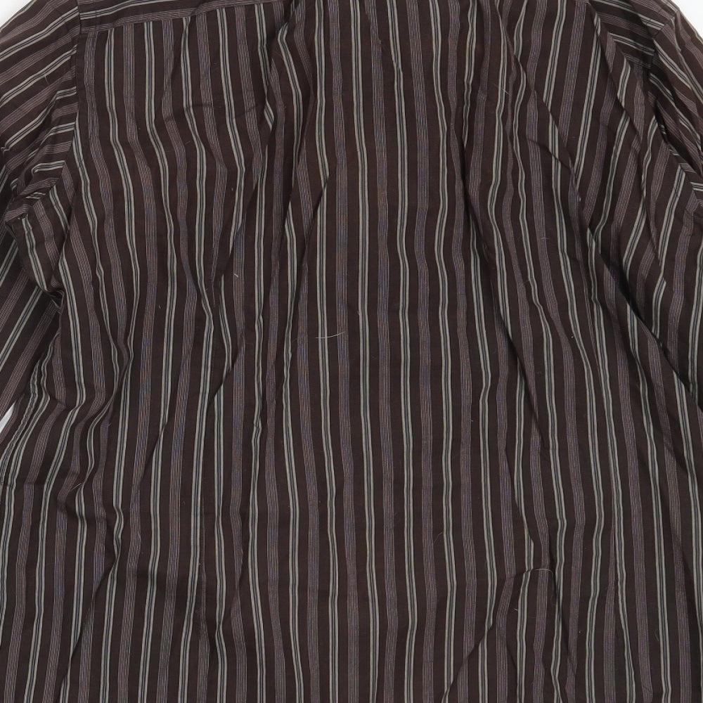 RJR.John Rocha Mens Brown Striped Cotton  Button-Up Size M Collared
