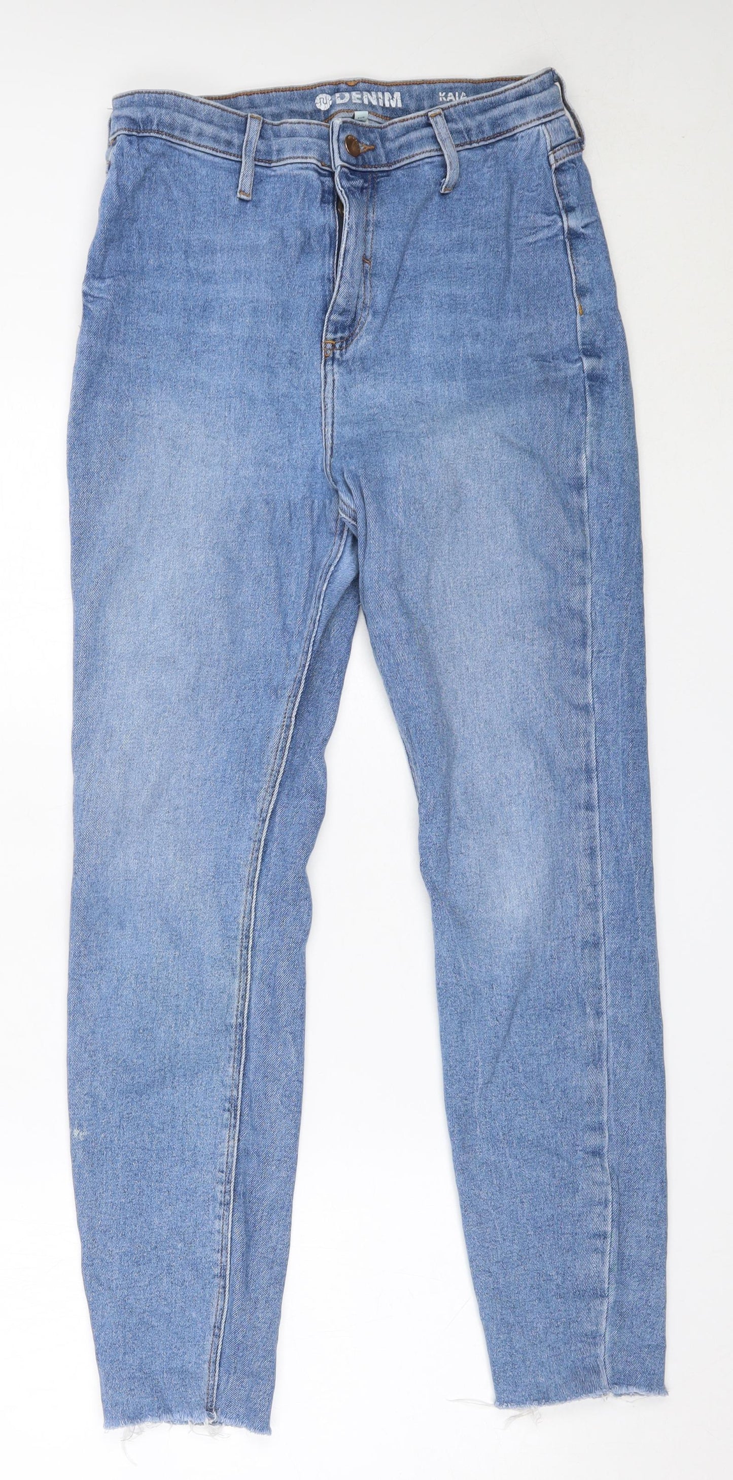 River Island Womens Blue  Cotton Mom Jeans Size 14 L29.5 in Regular