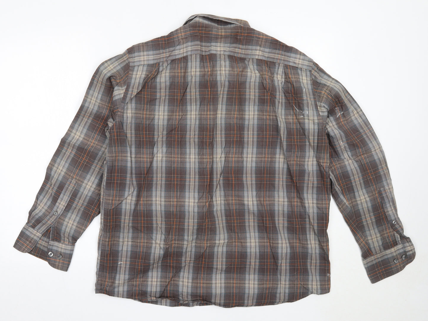 Marks and Spencer Mens Brown Check Cotton  Button-Up Size L Collared