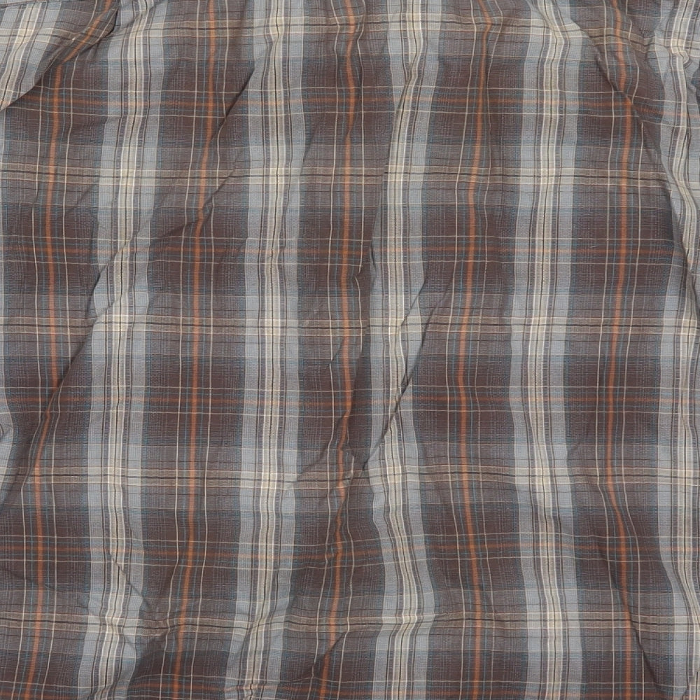 Marks and Spencer Mens Brown Check Cotton  Button-Up Size L Collared