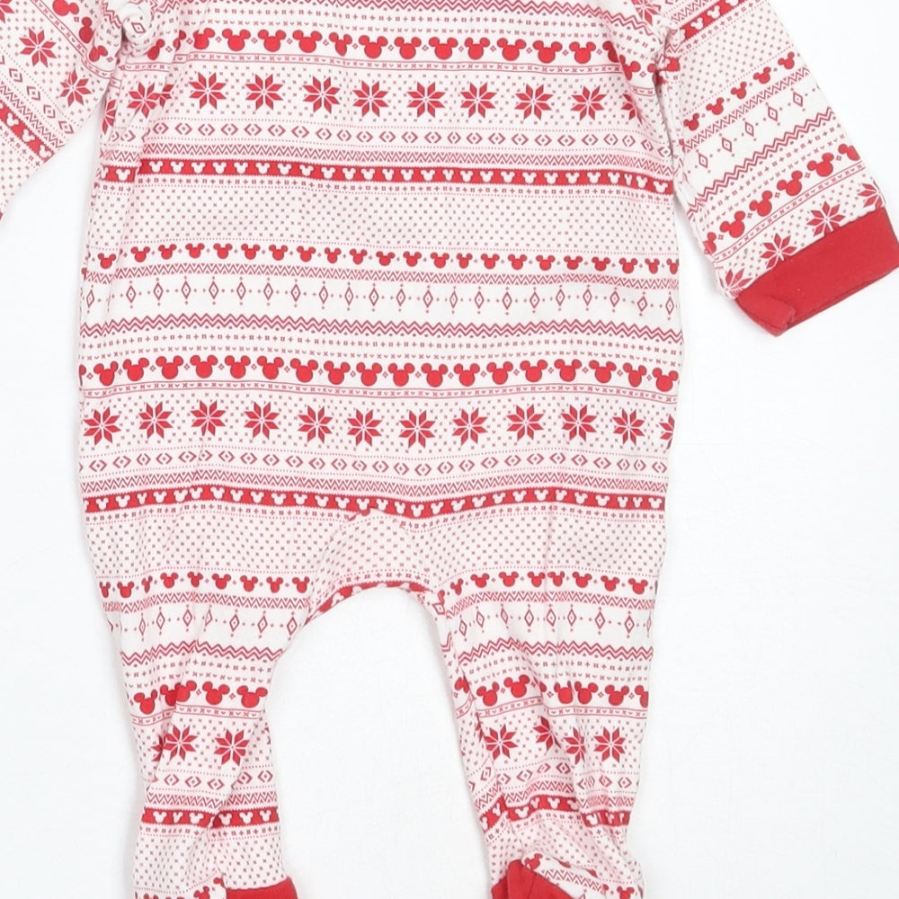 George Boys Red Fair Isle Cotton Babygrow One-Piece Size 3-6 Months   - Christmas Mickey Mouse