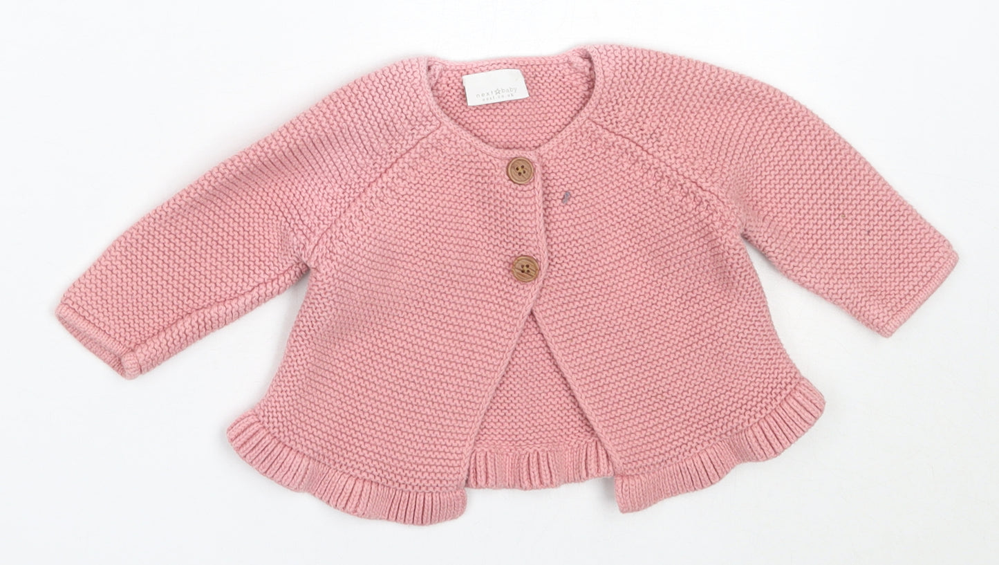 NEXT Girls Pink  Cotton Cardigan Jumper Size 3-6 Months