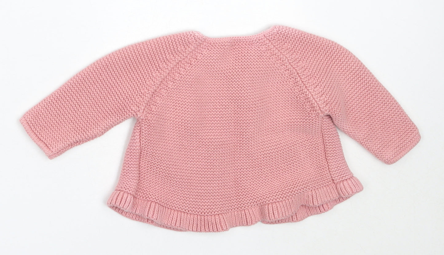 NEXT Girls Pink  Cotton Cardigan Jumper Size 3-6 Months