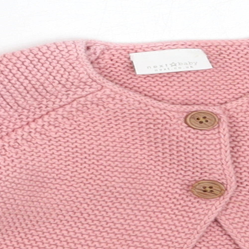 NEXT Girls Pink  Cotton Cardigan Jumper Size 3-6 Months